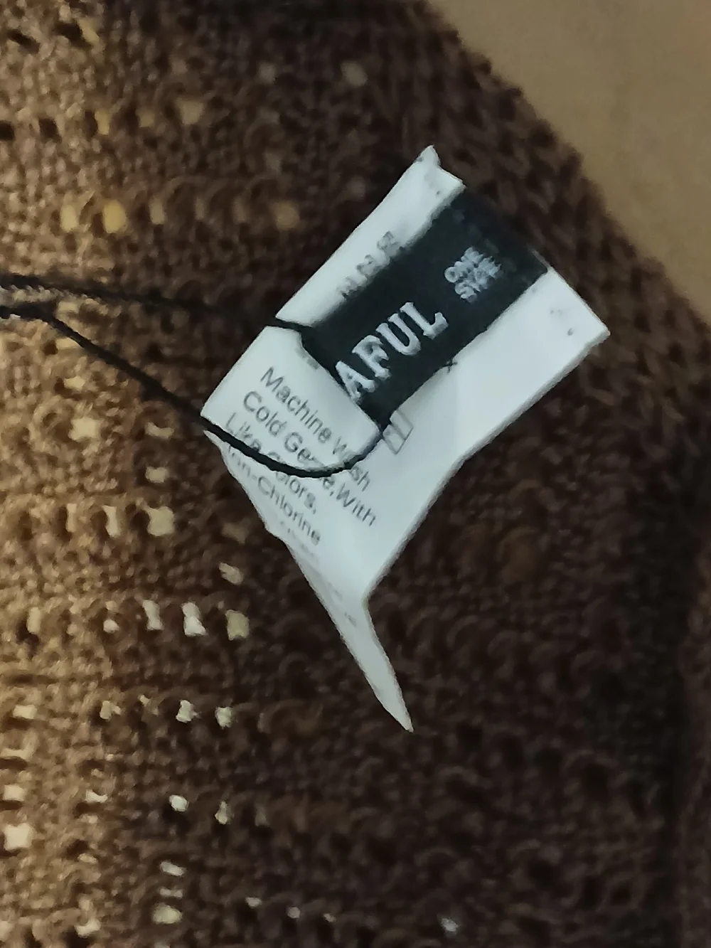 Zaful Brown Open-Knit Tie-Front Poncho Scarf